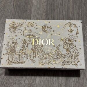 White and Gold Holiday Dior Gift Box, dust bag and holiday star ornament